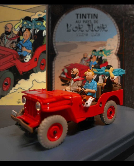 Tintin - 2 - Album : Tintin au Pays de l'Or Noir  - La Jeep Willis MB - échelle 1/24e + 1/43e (mint)