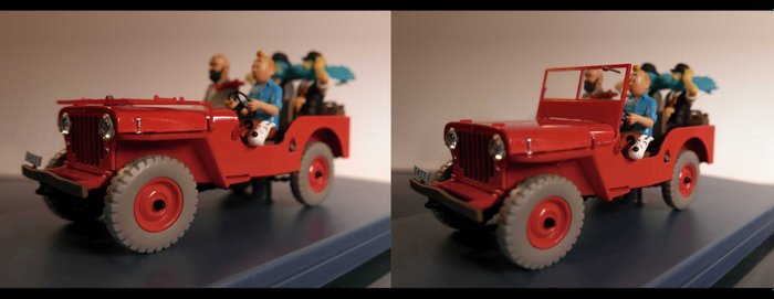 Tintin - 2 - Album : Tintin au Pays de l'Or Noir  - La Jeep Willis MB - échelle 1/24e + 1/43e (mint)