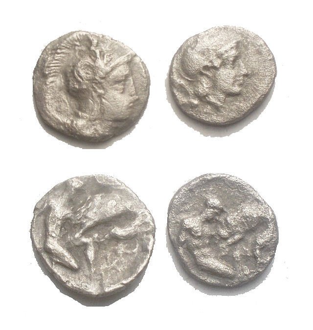 Calabrien Tarentum Lot of 2 Diobols c 380-325 BC  (Ingen mindstepris)