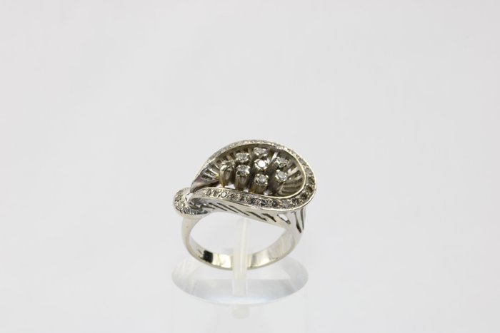 Ring - 14 karat Hvidguld -  096ct tw Diamant (Natur)  - Diamant