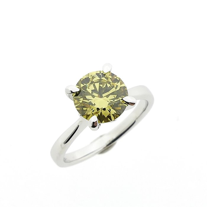 Ring - 18 kraat Hvidguld -  2.06ct. tw. Gul Diamant (Laboratoriedyrket diamant i fancy farver)