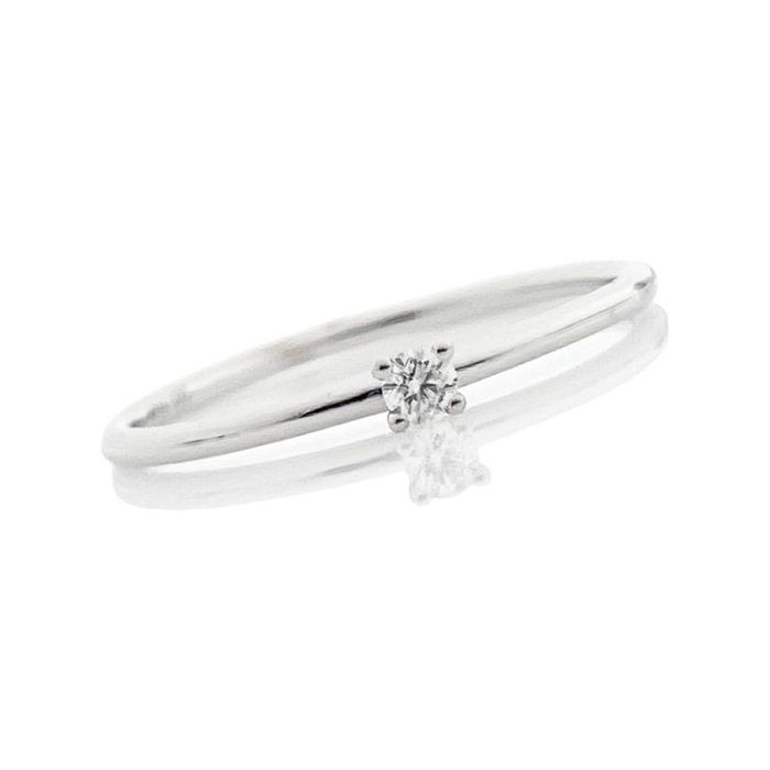 Ring - 14 karat Hvidguld -  0.05ct. tw. Diamant (Natur)  - Diamantring