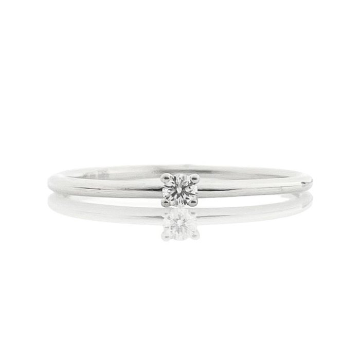 Ring - 14 karat Hvidguld -  0.05ct. tw. Diamant (Natur)  - Diamantring