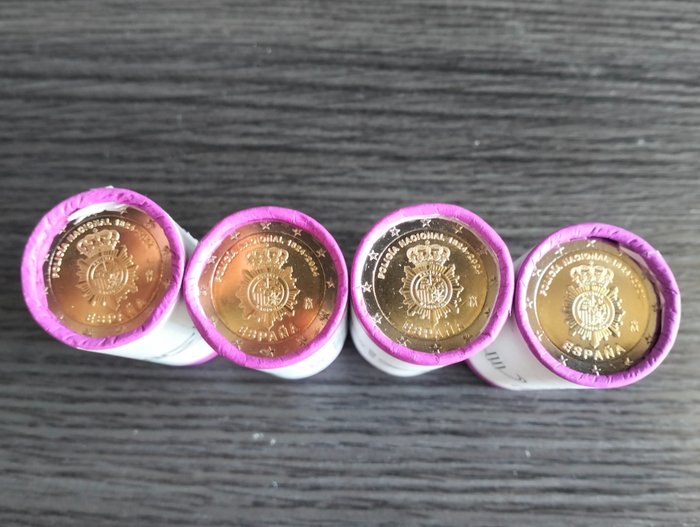 Spanien 2 Euro 2024 "Policia Nacional" (100 monedas) en 4 rollos