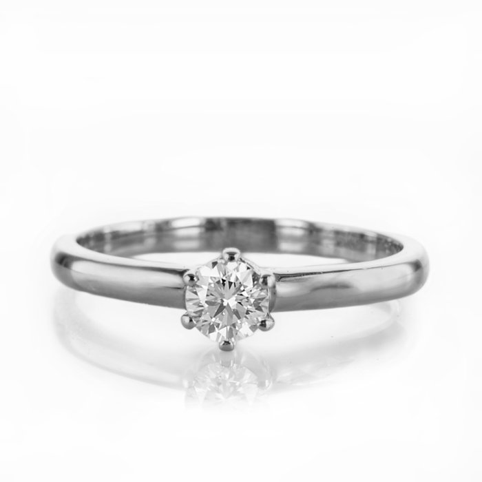 Forlovelsesring - 14 karat Hvidguld -  0.27ct. tw. Diamant (Natur)