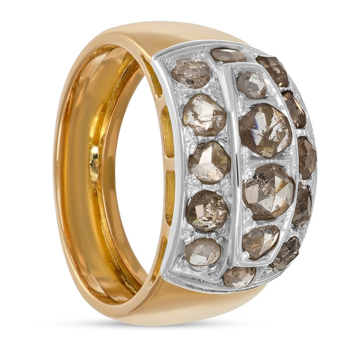 Ring - 18 kraat Gulguld Hvidguld -  206ct tw Diamant (Natur)