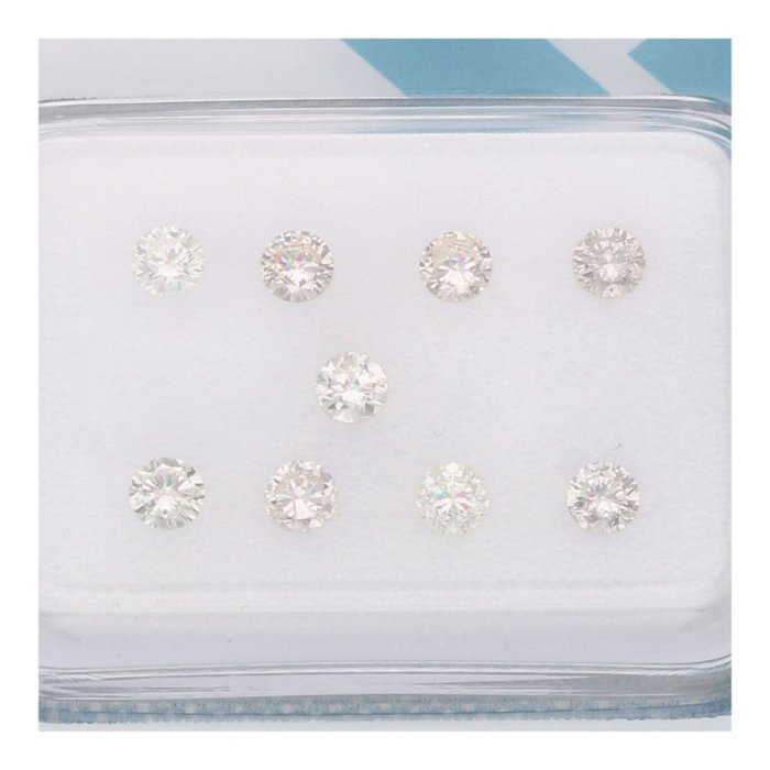 Ingen mindstepris - 9 pcs Diamant  (Natur)  - 0.51 ct - Rund - I, J - I1, SI1 - International Gemological Institute (IGI)