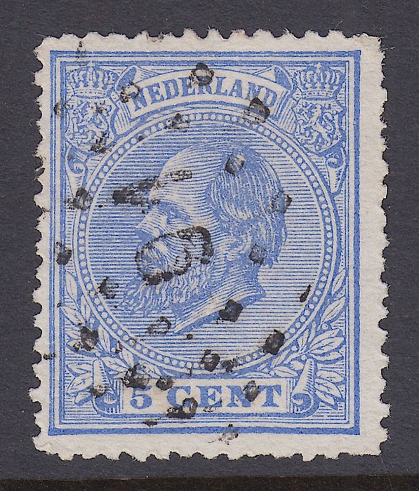 Holland 1872 - Kong Vilhelm III perforering L14 små huller eneste kendte kopi med P-pladefejlen - NVPH 19A P