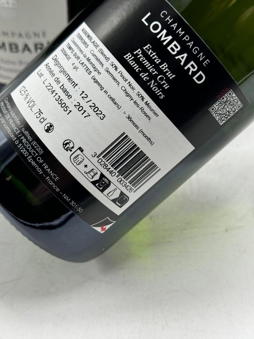 Lombard Brut Nature Blanc de Noirs - Champagne Grand Cru - 6 Flasker (075 L)