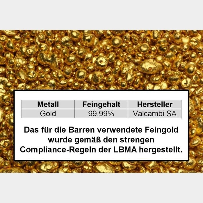 20 gram - Guld 999 - Valcambi, Switzerland - Forseglet  Med certifikat