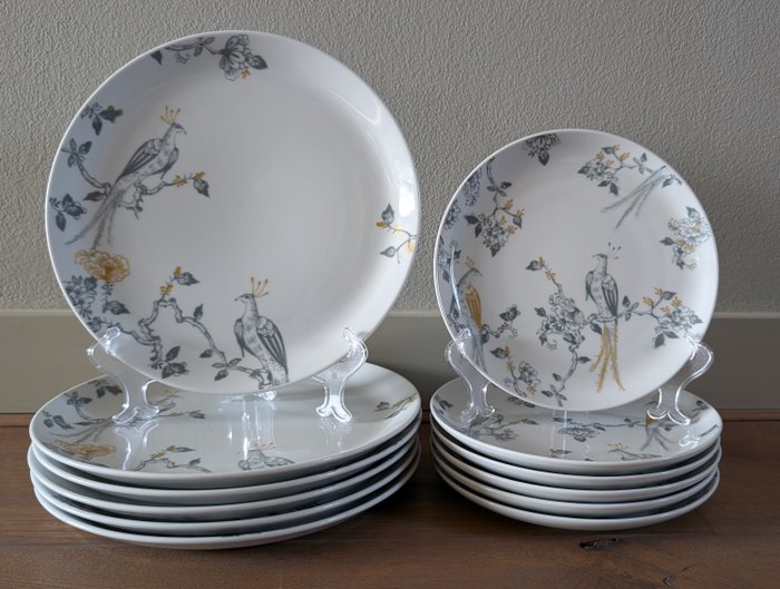 Villeroy  Boch - Middagssæt til 6 (12) - Peacock - Forgyldt, Porcelæn - Begrænset udgave