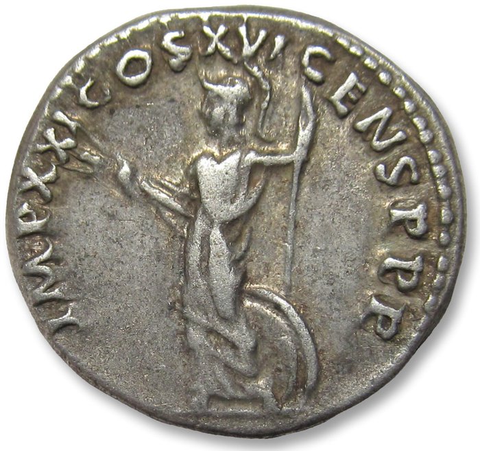 Romarriket. Domitian (AD 81-96). Denarius Rome mint 92 A.D. - IMP XXI COS XVI CENS P P P -