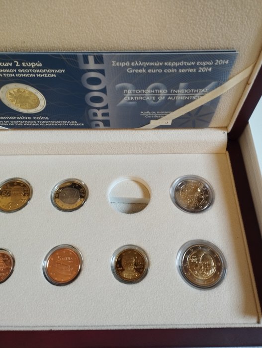 Grækenland. Proof Set 2014 (incl. 2 euro "El Greco" + "Ionian Islands" mais sans la 2 euro de circulation)  (Ingen mindstepris)