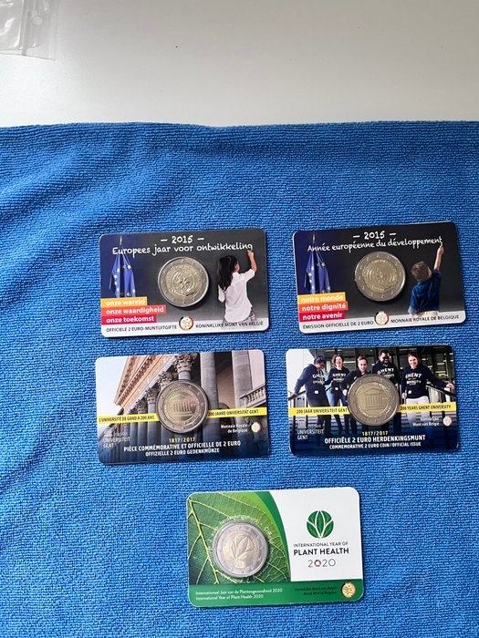 Belgien 2 Euro 2015/2020 (5 stuks)  (Ingen mindstepris)