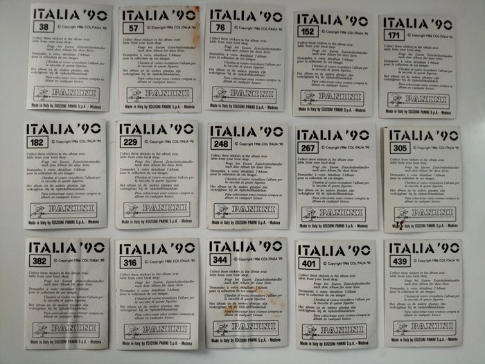 Panini - World Cup Italia 90 - Different foil badges - 15 Loose stickers