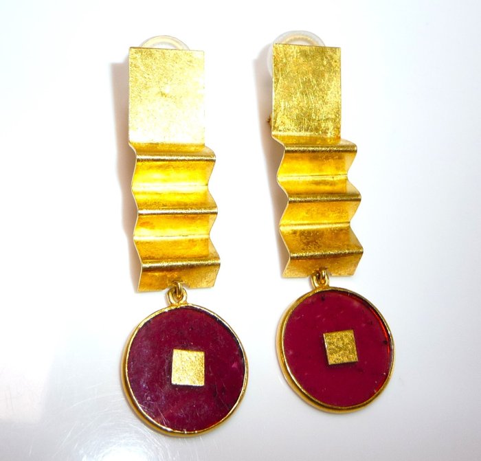 Øreringe - 18 kraat Gulguld -  3.00ct. tw. Turmalin - Kreative unikke stykker - CLIPS