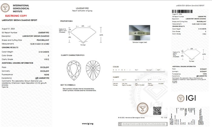 Ingen mindstepris - Ring - 14 karat Hvidguld -  3.10ct. tw. Diamant (Laboratoriedyrket) - E VVS2 IGI