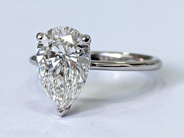 Ingen mindstepris - Ring - 14 karat Hvidguld -  3.10ct. tw. Diamant (Laboratoriedyrket) - E VVS2 IGI