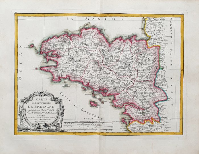 Europa - Frankrig / Bretagne / Brest / Gascogne-bugten; G. Rizzi Zannoni / Janvier / Lattre - Carte du Gouvernement de Bretagne - 1761-1780