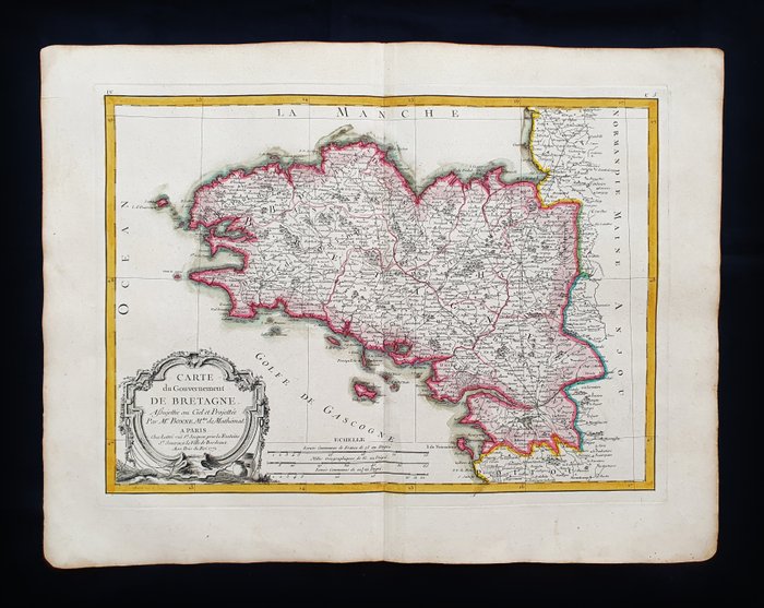 Europa - Frankrig / Bretagne / Brest / Gascogne-bugten; G. Rizzi Zannoni / Janvier / Lattre - Carte du Gouvernement de Bretagne - 1761-1780