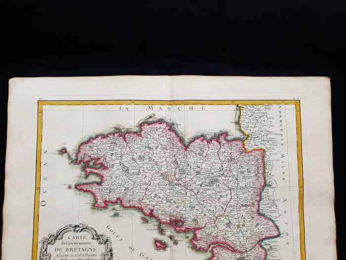 Europa - Frankrig / Bretagne / Brest / Gascogne-bugten; G. Rizzi Zannoni / Janvier / Lattre - Carte du Gouvernement de Bretagne - 1761-1780