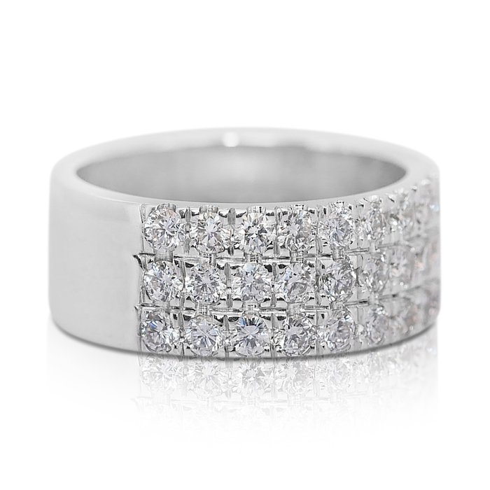 Ring - 14 karat Hvidguld -  1.85ct. tw. Diamant (Natur)