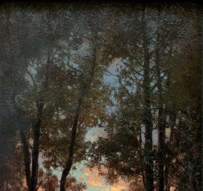 A. Gins - French Barbizon School, late 19th century - Sunset in Barbizon