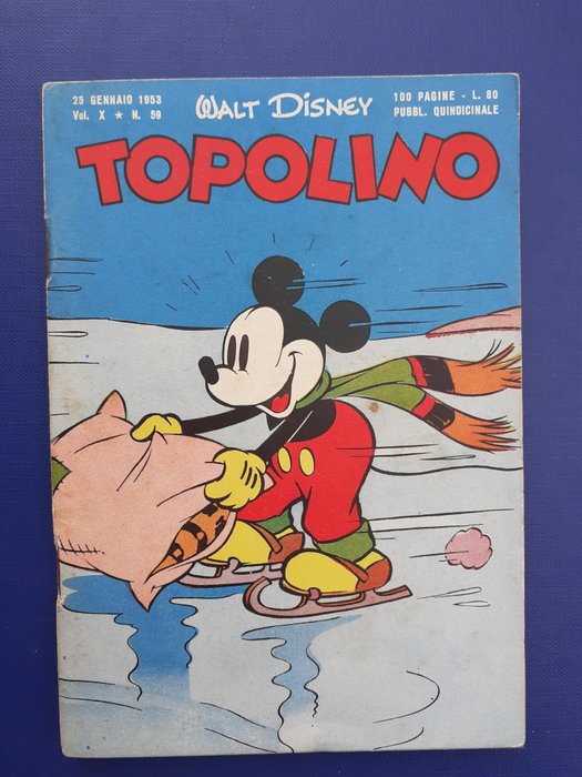 Topolino n. 59 - con bollino club , giochi non compilati - 1 Comic - Første udgave - 1953