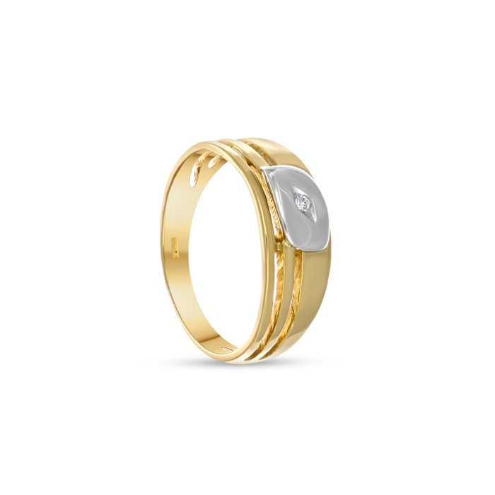 Forlovelsesring - 18 kraat Gulguld, Hvidguld -  0.02ct. tw. Diamant (Natur)