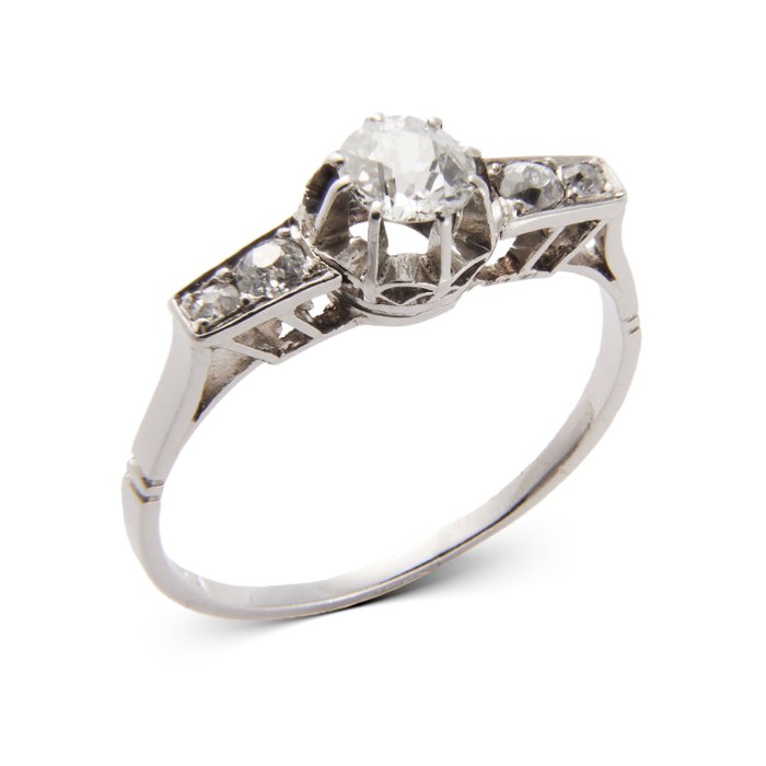 Forlovelsesring Platin -  0.40ct. tw. Diamant (Natur)  - Diamant - 950 PT Dia Art Deco Ring