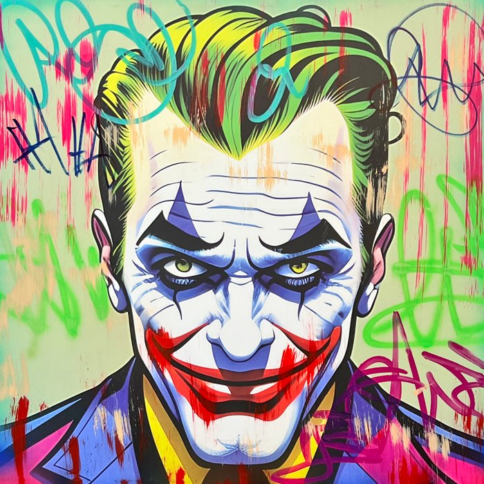 Dillon Boy (1979) - The Joker Batman Gotham Portrait Graffiti DC Comic Book Art Marvel #1 Original Painting No Reserve