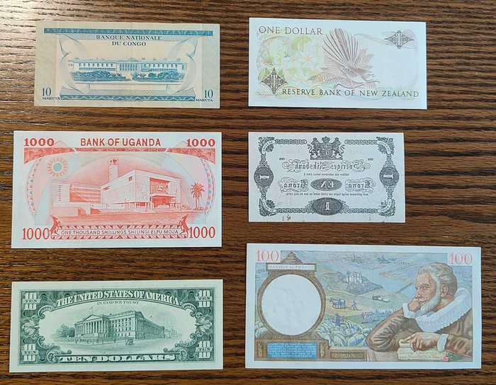 Verden. - 6 banknotes - various dates  (Ingen mindstepris)