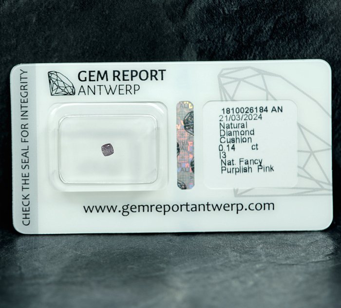 Ingen mindstepris - 1 pcs Diamant  (Naturfarvet)  - 0.14 ct - Fancy Lille nuance Lyserød - I3 - Gem Report Antwerp (GRA)