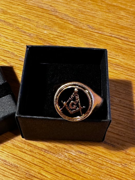 9 karat forgyldt 925 sølv Grand Master Masonic vendbart signet - Ring