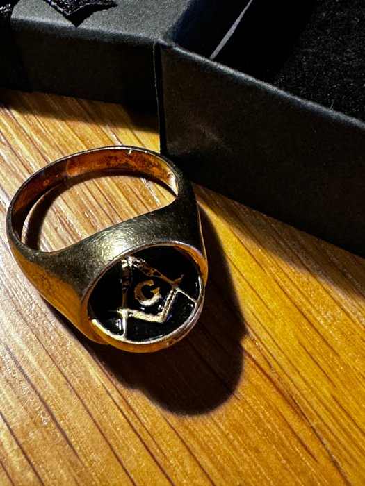 9 karat forgyldt 925 sølv Grand Master Masonic vendbart signet - Ring