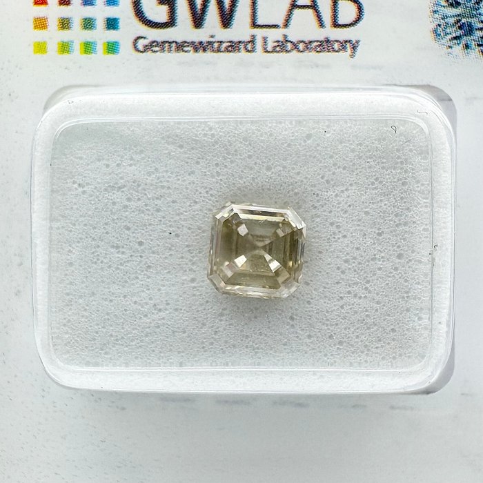 Ingen mindstepris - 1 pcs Diamant  (Naturfarvet)  - 1.00 ct - Firkantet med slebne hjørner - Fancy light Grå - SI1 - Gemewizard Gemological Laboratory (GWLab)