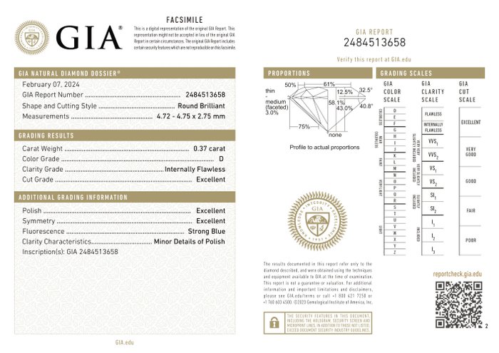 Ingen mindstepris - 2 pcs Diamant  (Natur)  - 0.73 ct - Rund - D (farveløs) - IF - Gemological Institute of America (GIA) - *Matchende par* *EX*