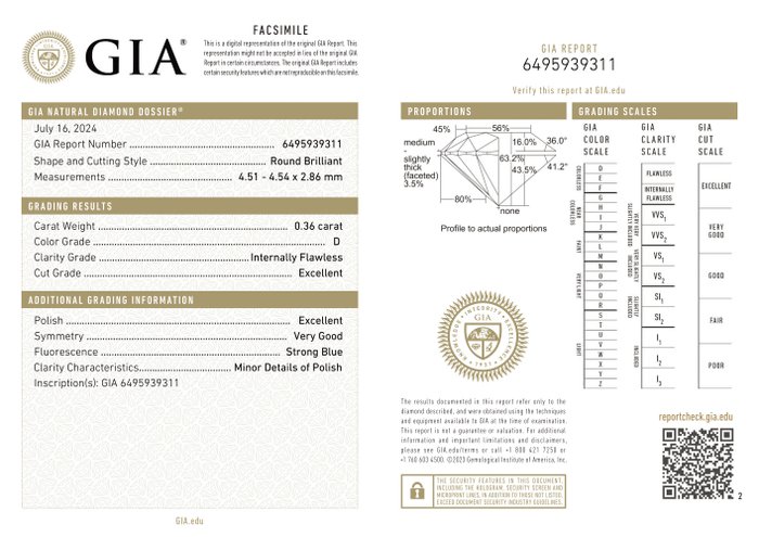 Ingen mindstepris - 2 pcs Diamant  (Natur)  - 0.73 ct - Rund - D (farveløs) - IF - Gemological Institute of America (GIA) - *Matchende par* *EX*