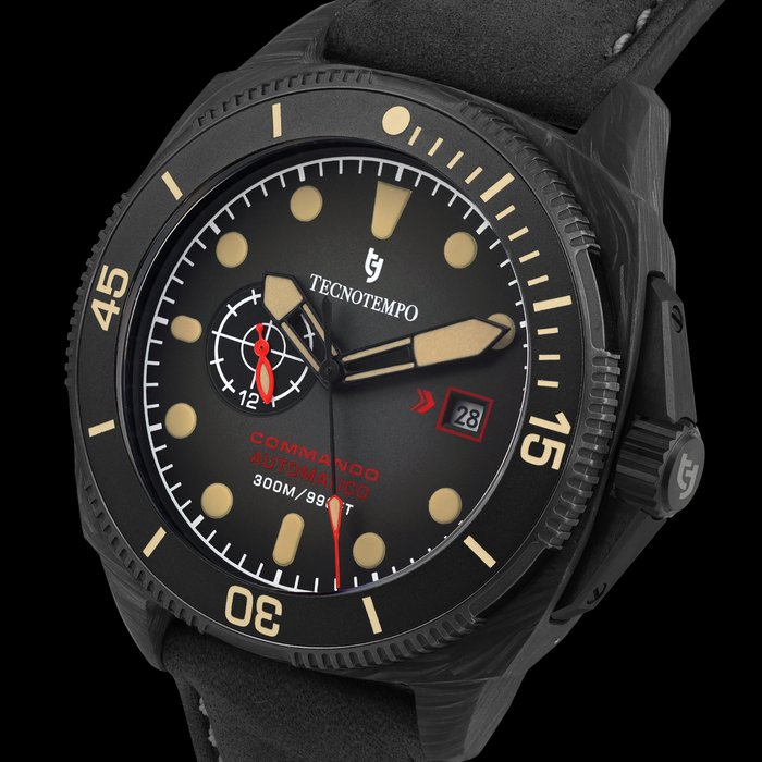 Tecnotempo - "Commando" Forged Carbon  Titanium - Automatic - Ingen mindstepris - TT300CTBB (leather strap) - Mænd - 2011-nu