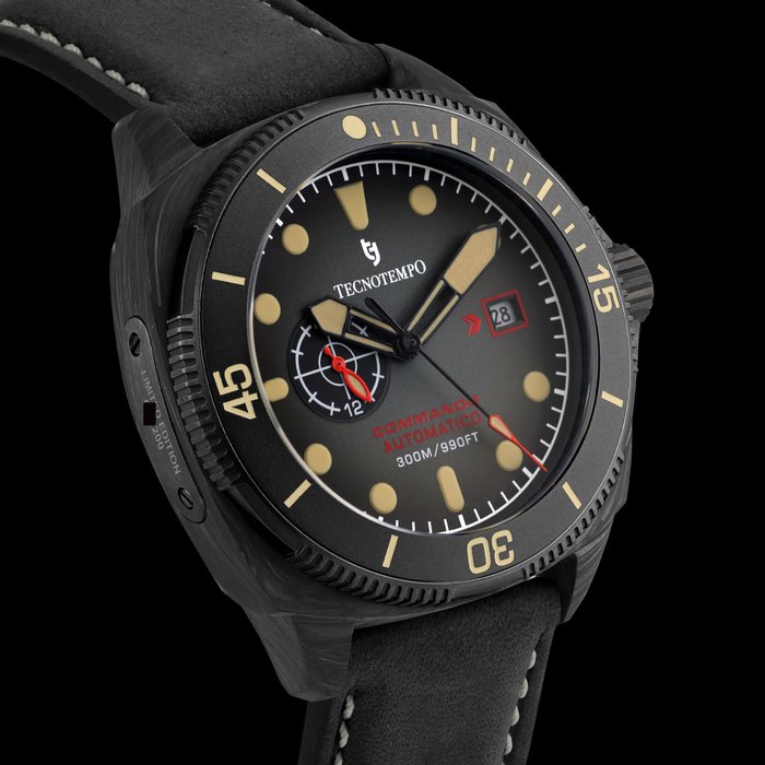 Tecnotempo - "Commando" Forged Carbon  Titanium - Automatic - Ingen mindstepris - TT300CTBB (leather strap) - Mænd - 2011-nu