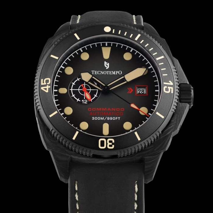 Tecnotempo - "Commando" Forged Carbon  Titanium - Automatic - Ingen mindstepris - TT300CTBB (leather strap) - Mænd - 2011-nu