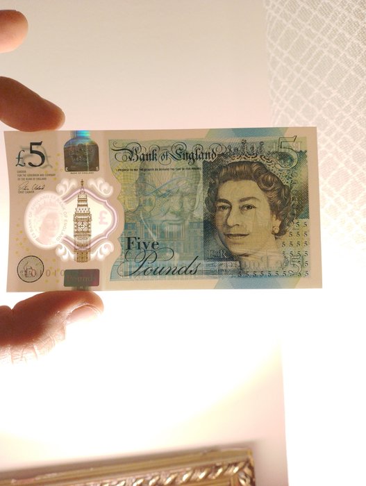 Storbritannien. - 5 pounds 2015 - fancy serial number AA30 010101 - Pick 394  (Ingen mindstepris)