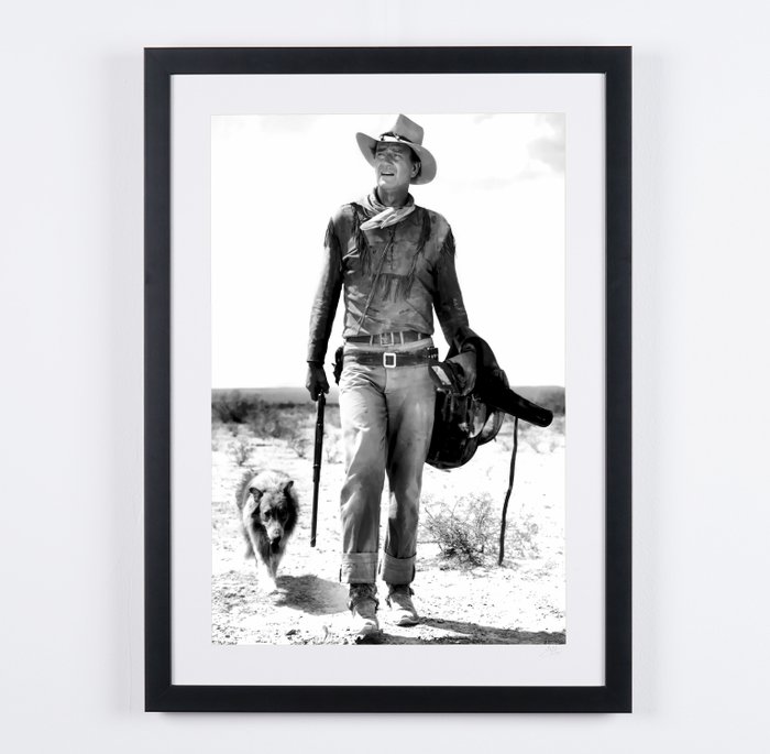 £John Wayne - Hondo (1953) - Fine Art Photography - Luxury Wooden Framed 70X50 cm - Limited Edition Nr 01 of 30 - Serial ID 17205 - Original Certificate (COA), Hologram Logo Editor and QR Code - 100% New items.