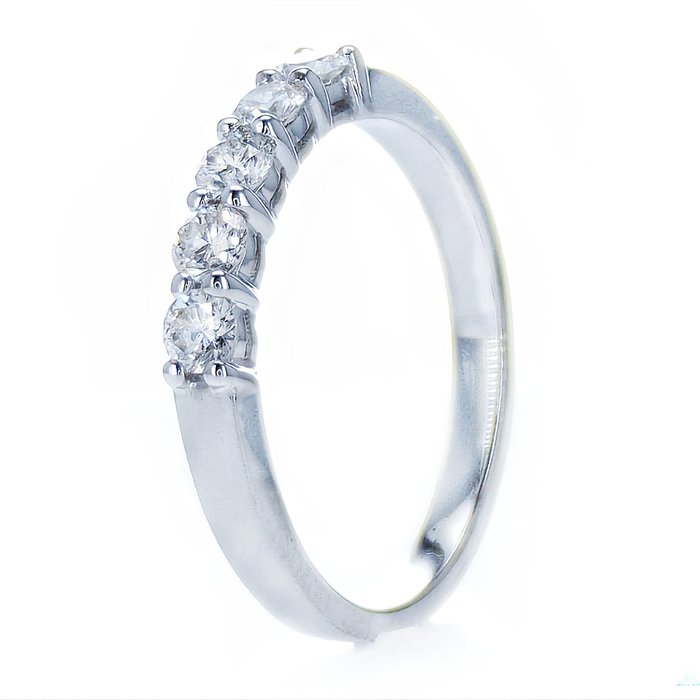 Alliancering - 14 karat Hvidguld -  0.45ct. tw. Diamant (Natur)