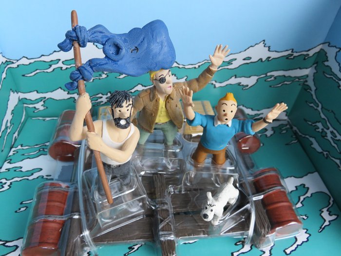 Hérgé Moulinsart - Tintin - 4 - Scène cube du radeau de naufrage dans l'aventure Coke en stock