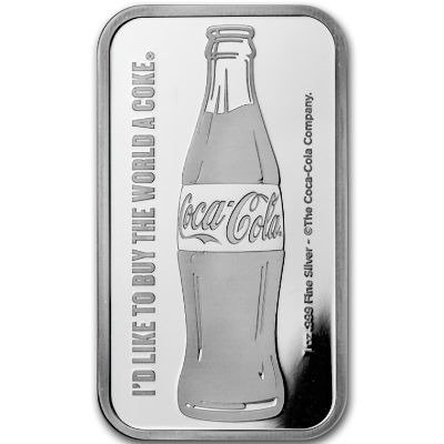 Verden. Silver bar ND Coca Cola, 1 Oz (.999)  (Ingen mindstepris)