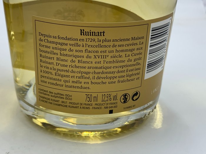 Ruinart, Brut - Champagne Blanc de Blancs - 3 Flasker (0,75 L)