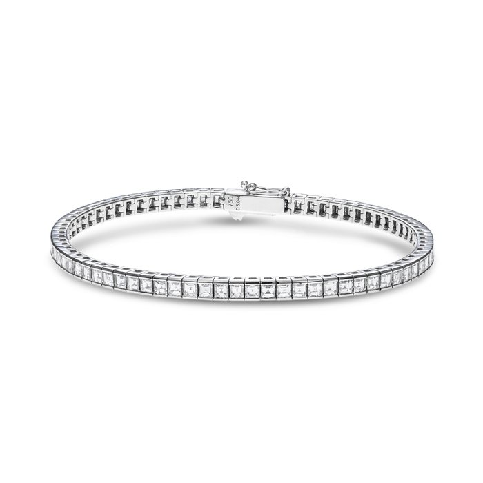 Tennisarmbånd - 18 kraat Hvidguld -  5.04ct. tw. Diamant (Natur)