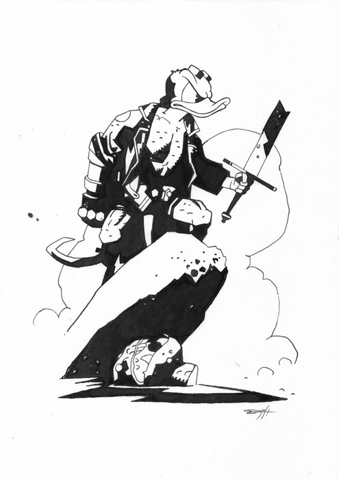 Jordi Juan Pujol Original Art - Donald Duck: A Hellboy's Tribute