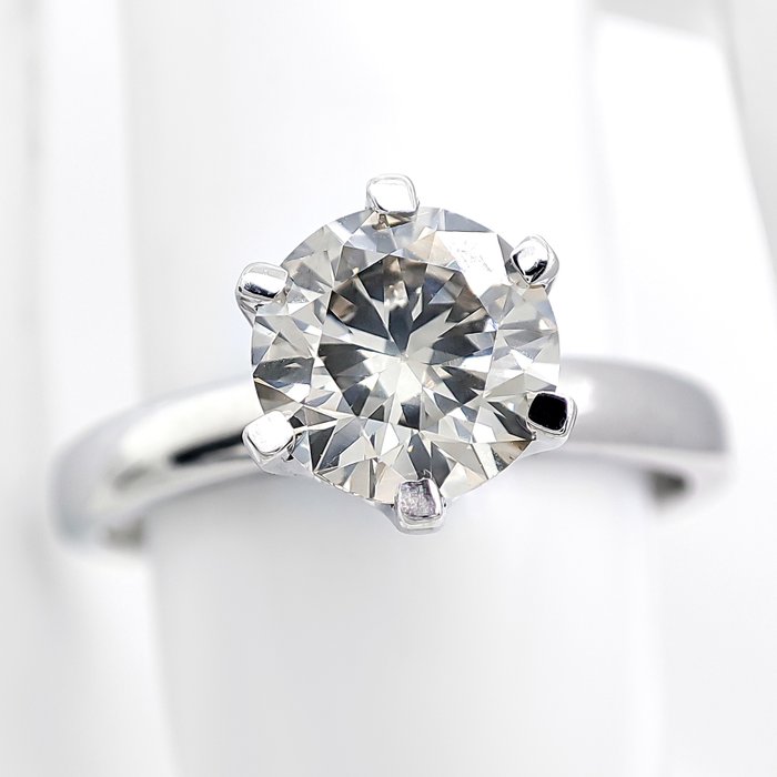 Ring - 14 karat Hvidguld -  1.13ct. tw. Grøn Diamant (Naturfarvet)